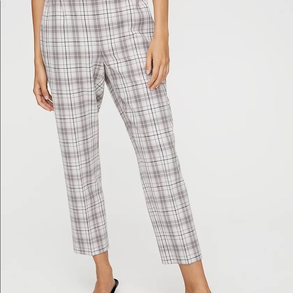 Wilfred Darontal Pants Plaid Brown Yellow Check Cropped Ankle Length - Picture 3 of 11